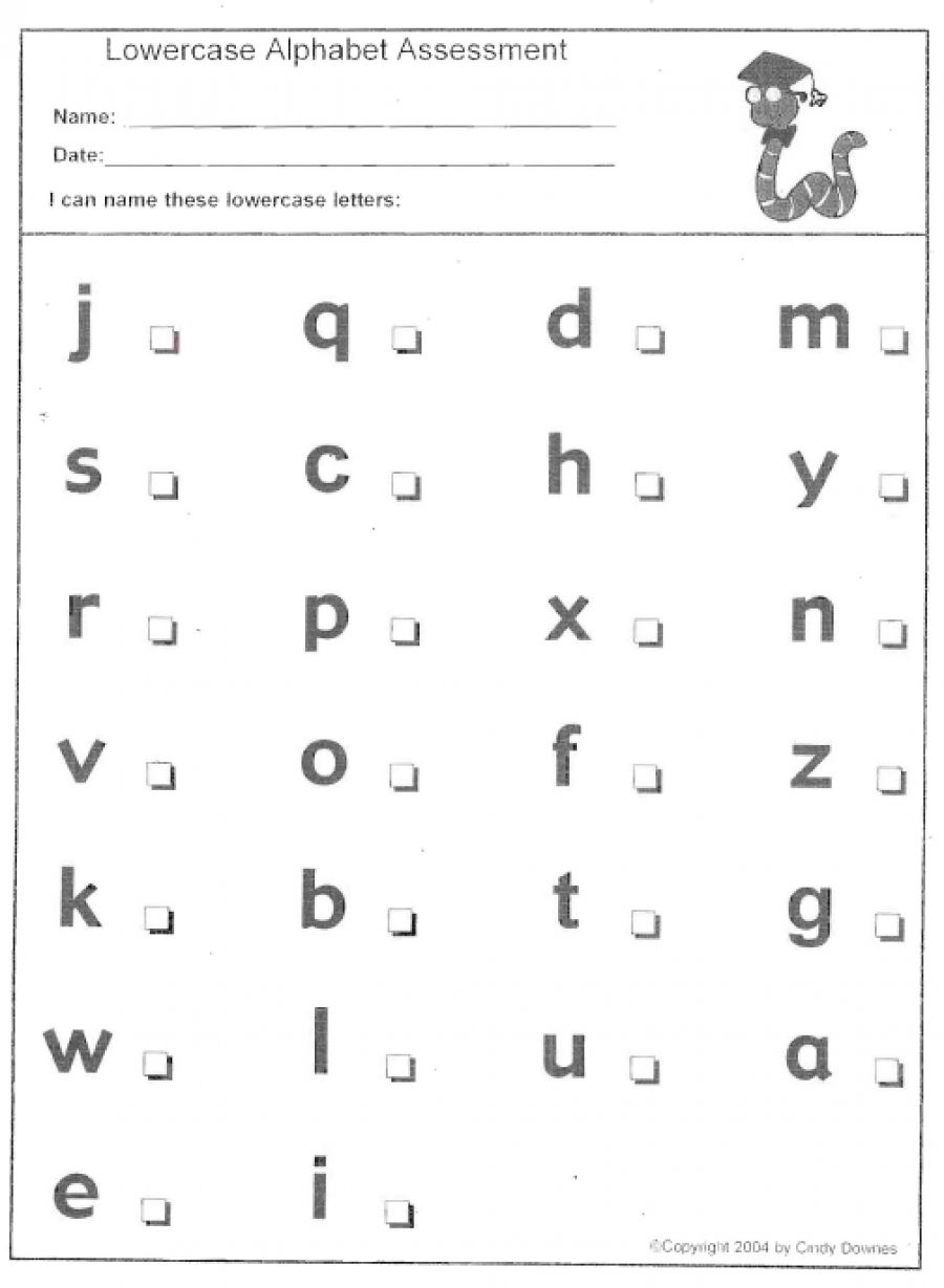 16 Letter Recognition Assessment Worksheet