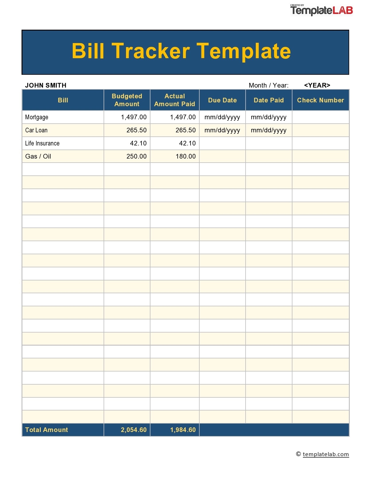 Free Printable Bill Organizer