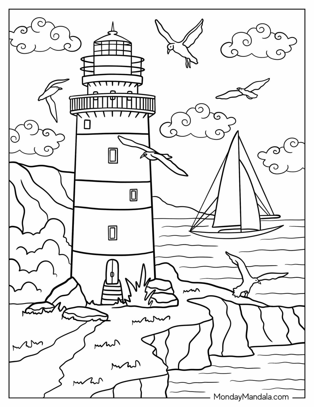 20 Lighthouse Coloring Pages Free PDF Printables 