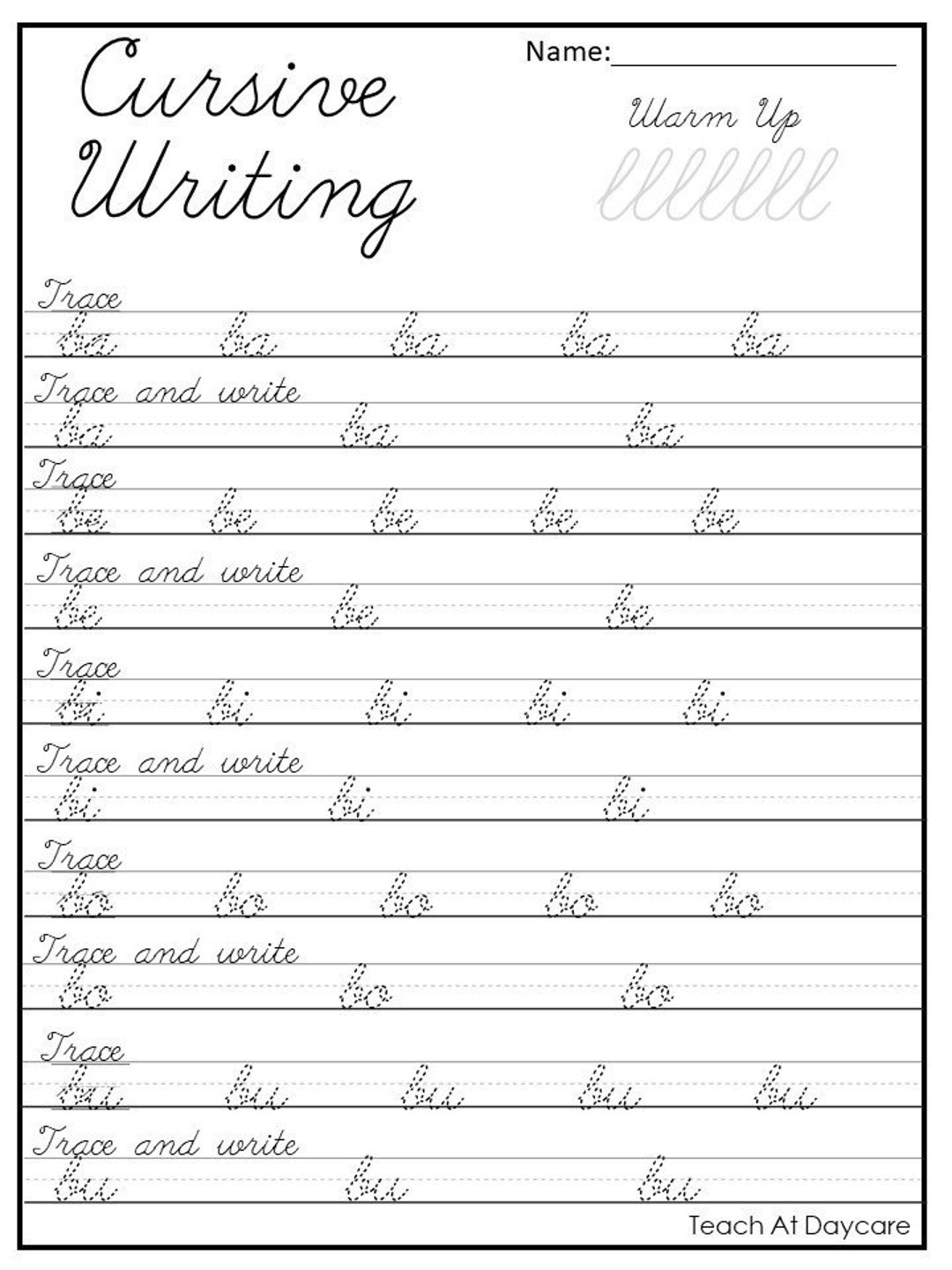 Free Printable Cursive Writing Worksheets
