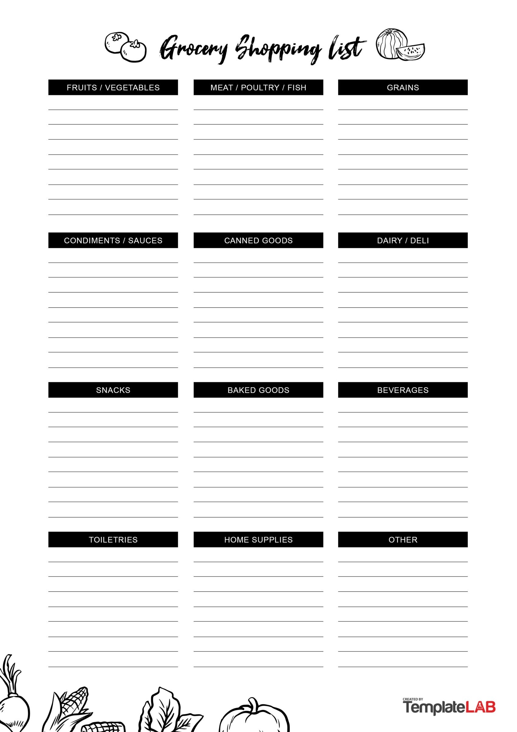 Grocery List Free Printable