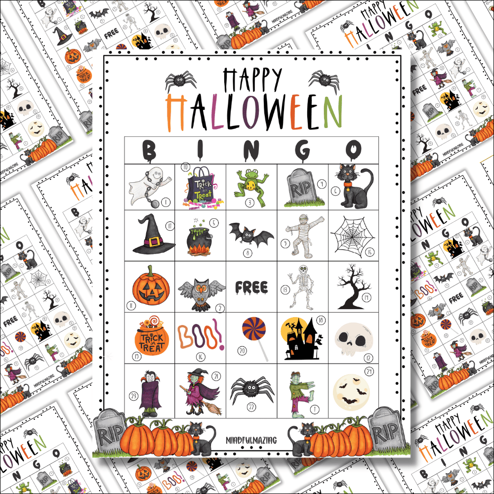 Colored Free Printables Halloween Bingo