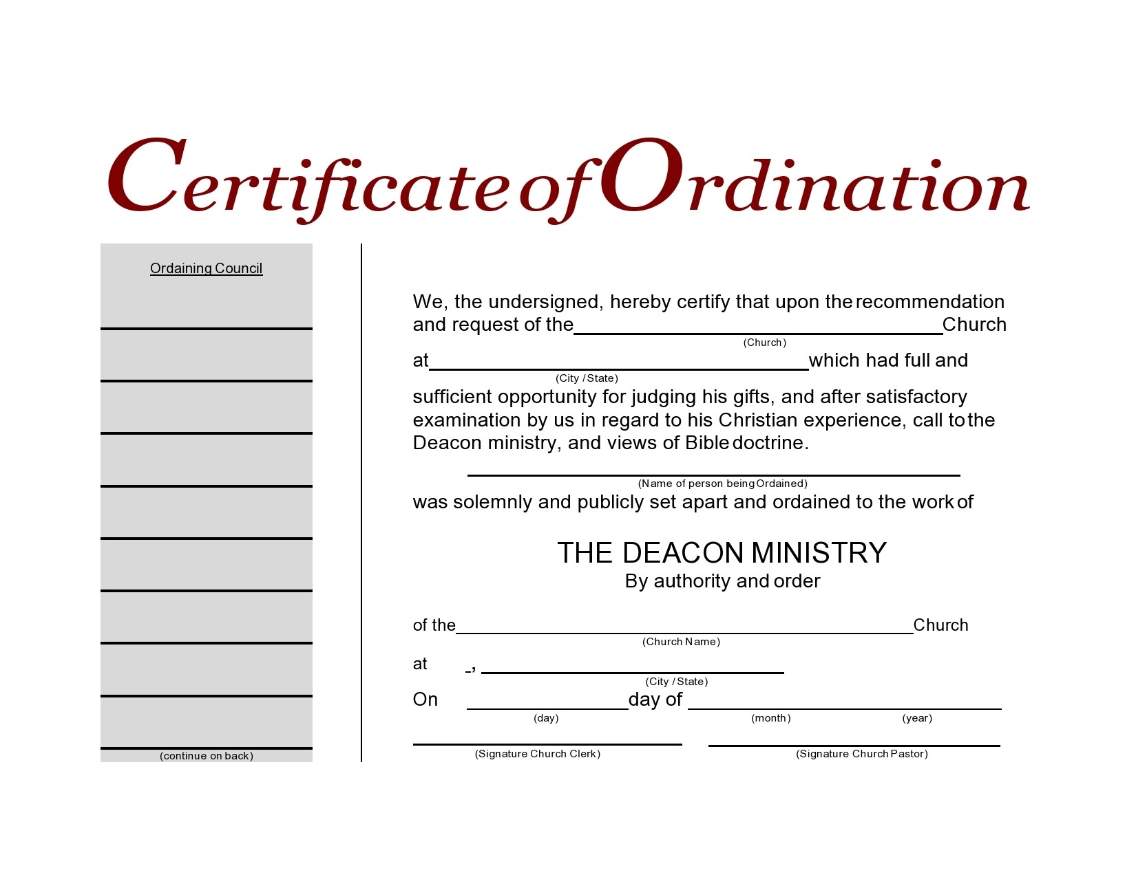 38 Ordination Certificate Templates Free Printables 