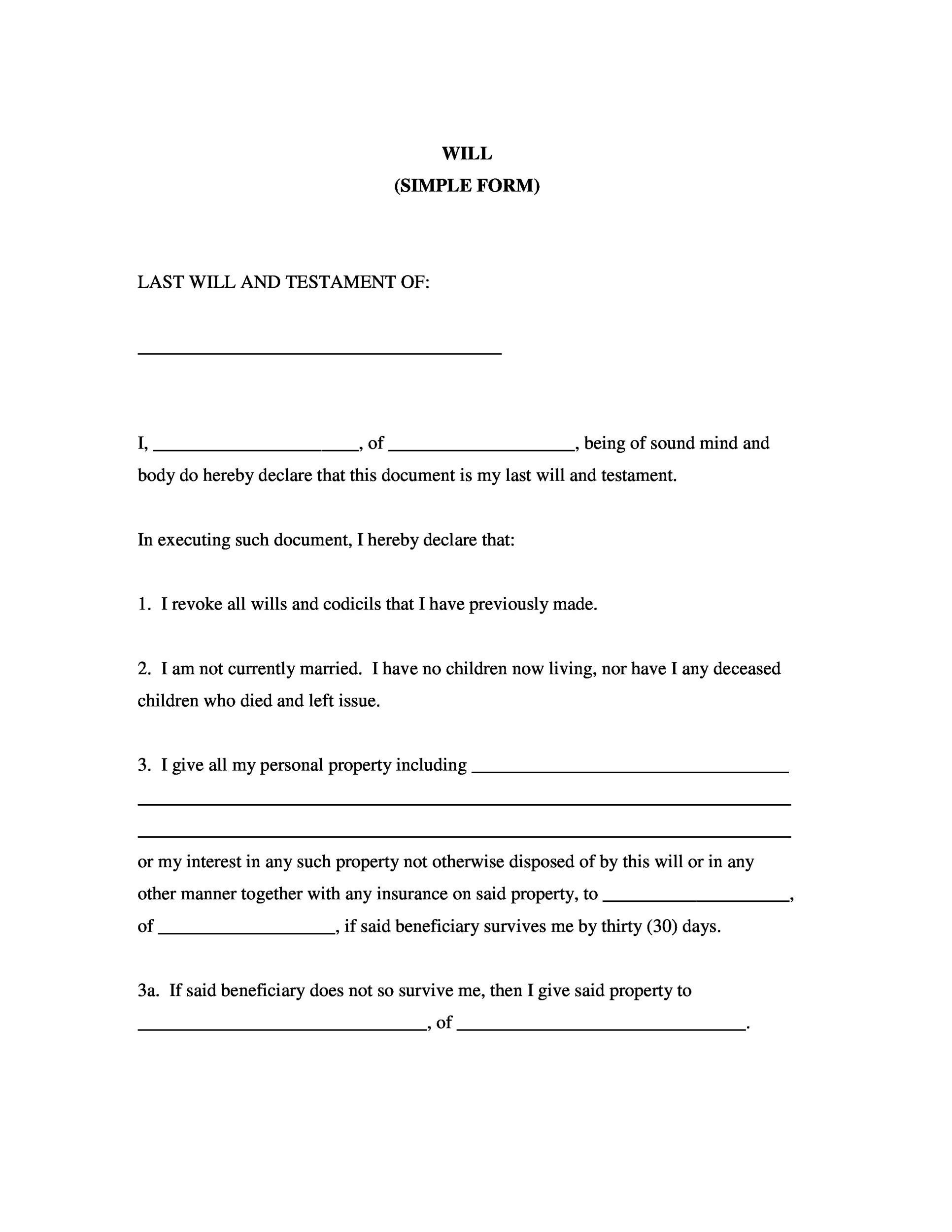 Printable Free Wills