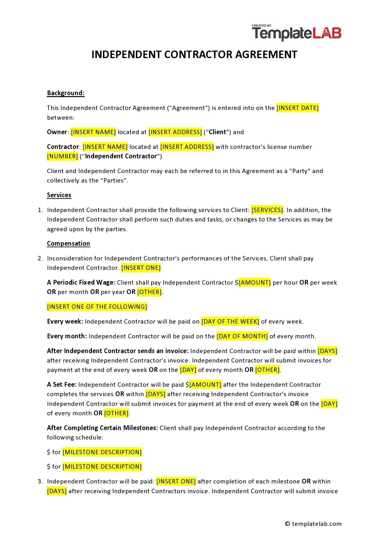 Free Printable Contracts For Contractors