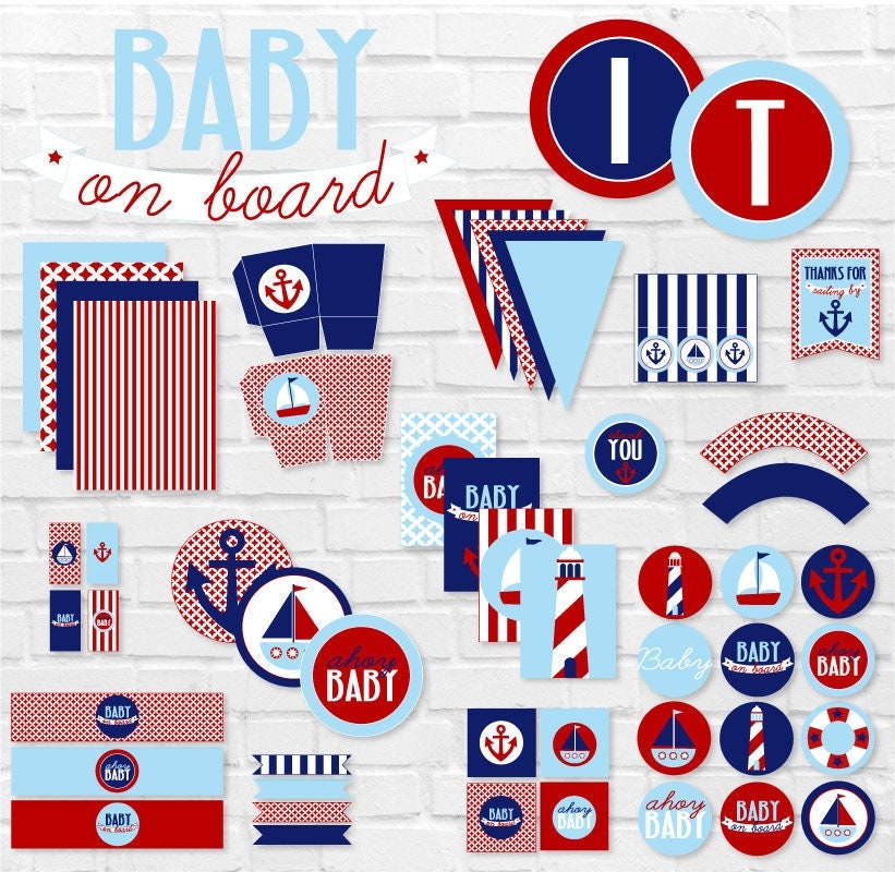 Ahoy Nautical Baby Shower Party PRINTABLES INSTANT DOWNLOAD By Love The Day Etsy