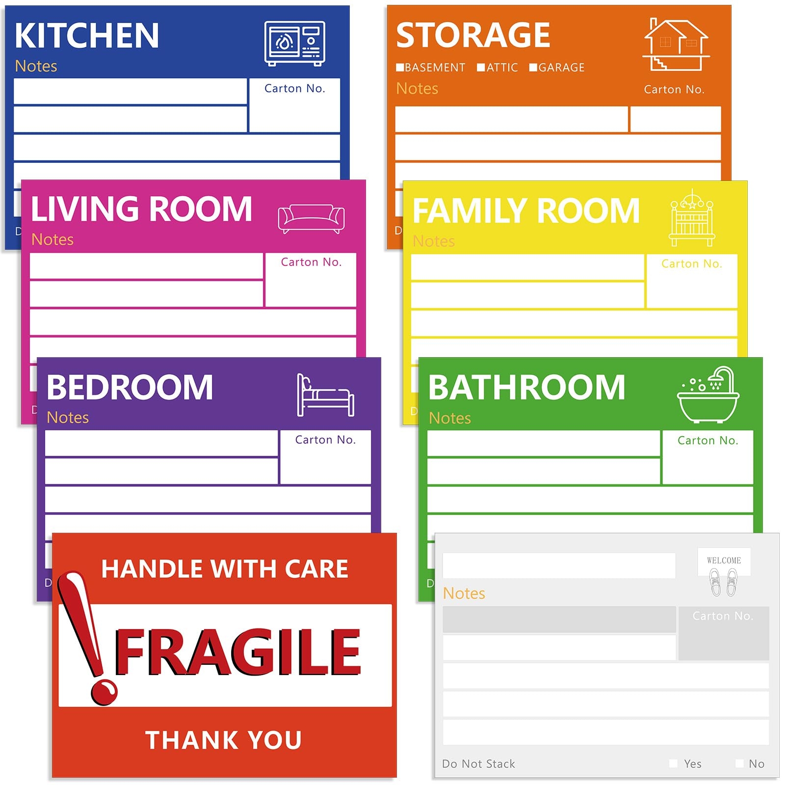 Amazon 6 X 4 Large Home Moving Packing Box Labels 8 Color Coded Moving Supplies Labels Stickers With Writable Notes Areas Fragile Moving Stickers Blank Labels For Moving Boxes Moving Supplies 