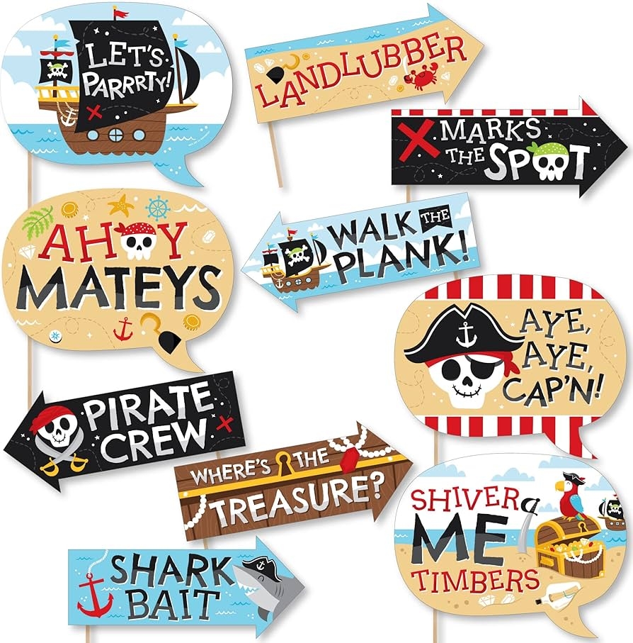 Amazon Big Dot Of Happiness Funny Pirate Ship Adventures Skull Birthday Party Photo Booth Props Kit 10 Piece Home Kitchen