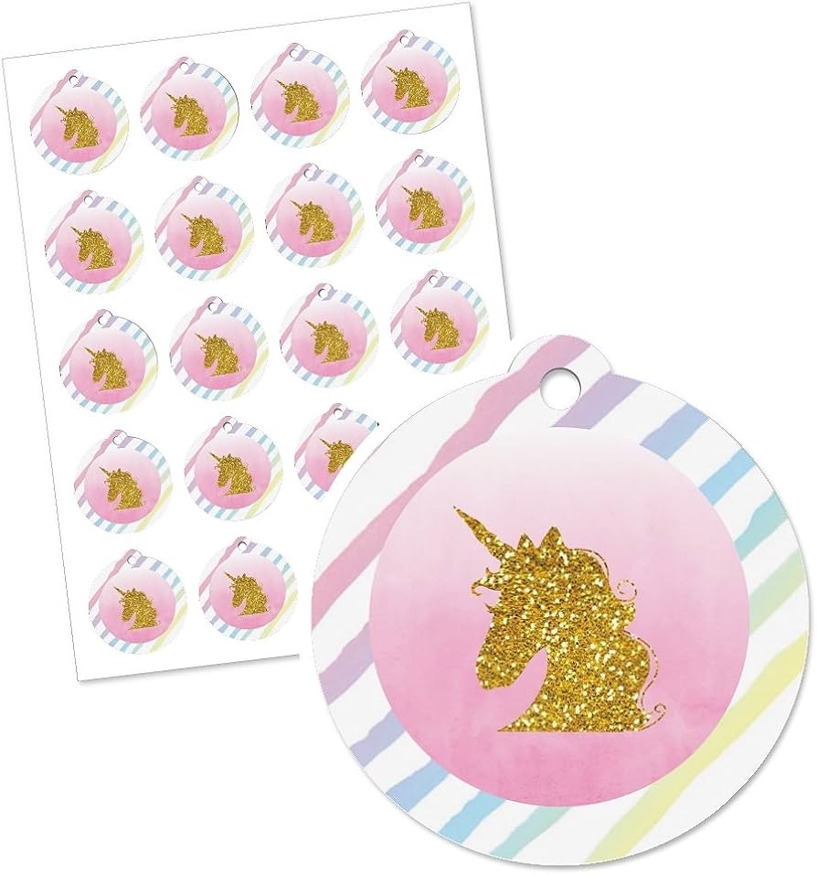 Amazon Big Dot Of Happiness Rainbow Unicorn Magical Unicorn Baby Shower Or Birthday Party Favor Gift Tags Set Of 20 Health Household