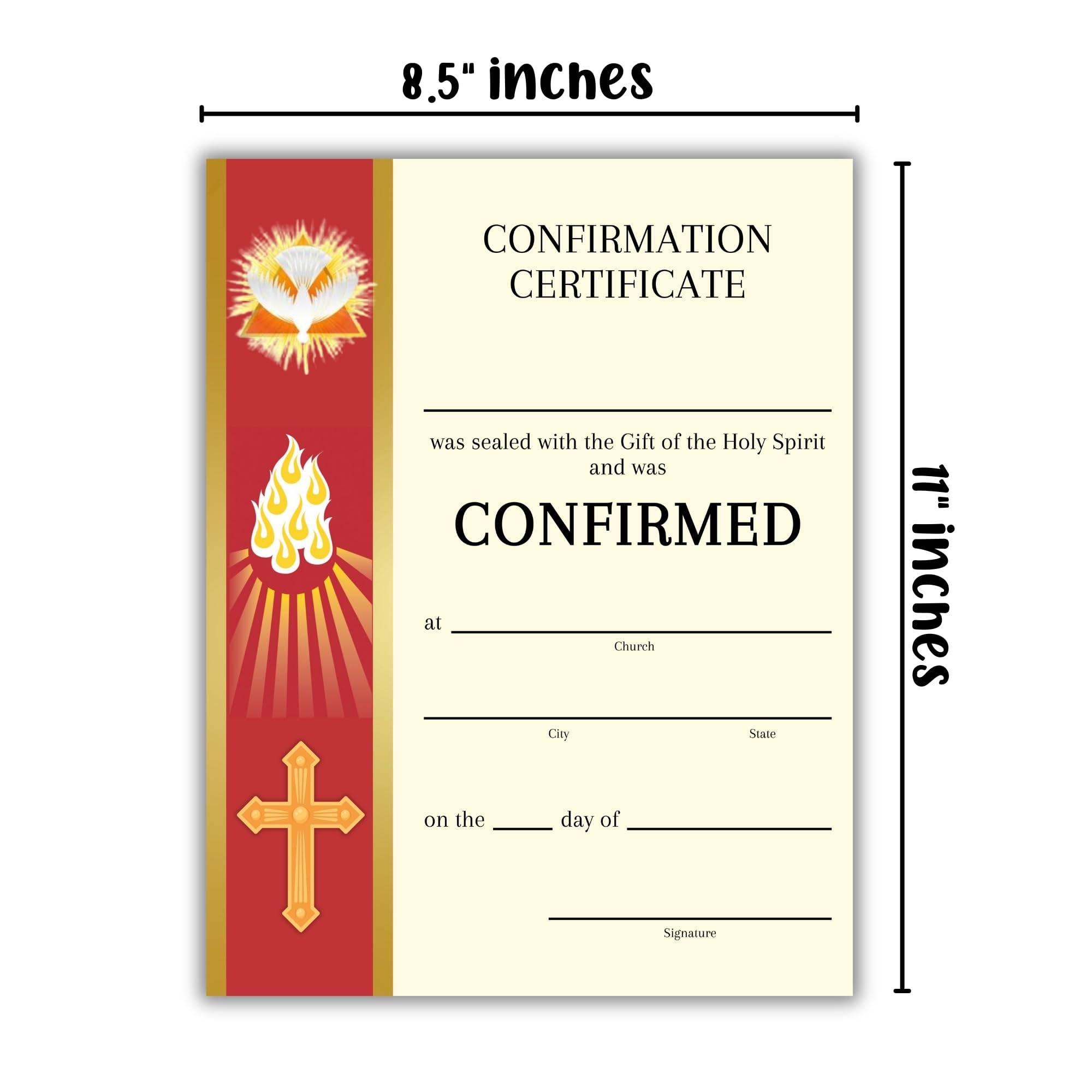 Amazon Catholic Confirmation Certificate Banner Line 30 Pk 8 5x11 First Holy Communion Paper Cards Bulk Gift Of The Holy Spirit Religious Mass Card Sacraments Church Office Products