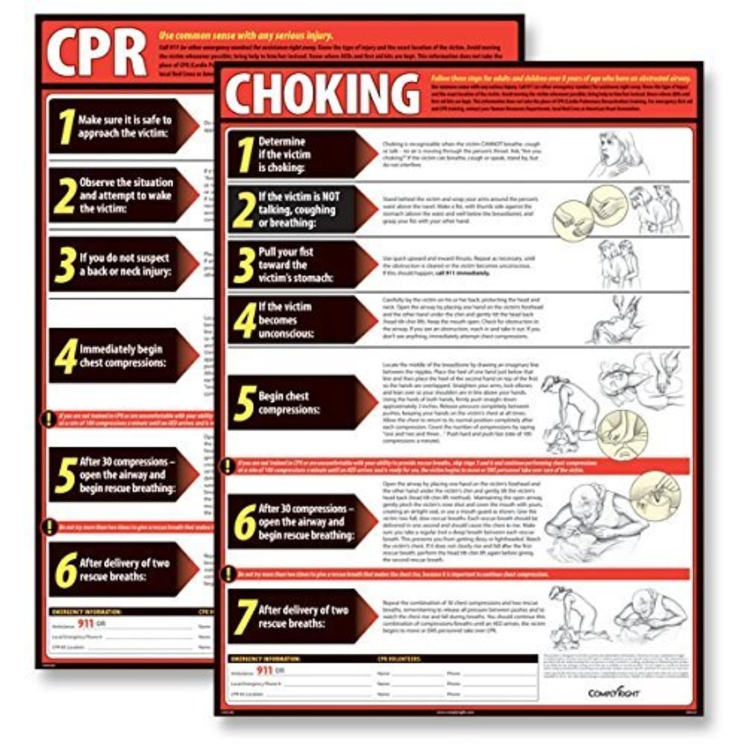 Amazon ComplyRight CPR Choking Poster Bundle 18 X 24 OSHA Safety Office Products