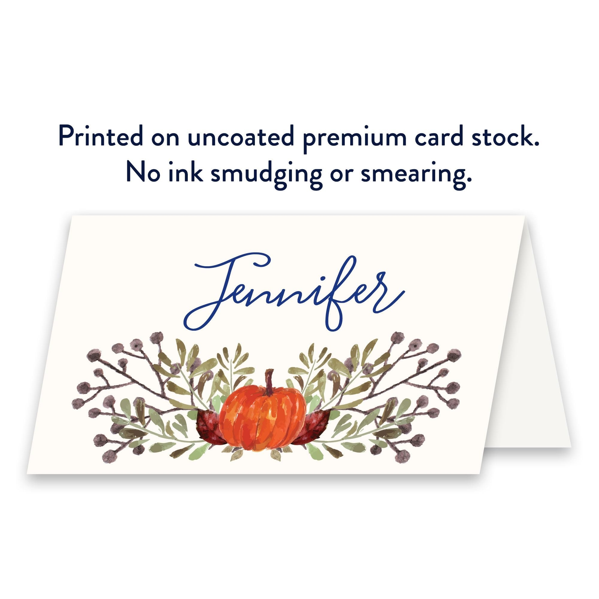 Amazon Koko Paper Co Thanksgiving Table Place Cards With Pumpkin And Fall Leaves 50 Tent Style Dinner Setting Name Cards Designed And Made In The U S A Home Kitchen