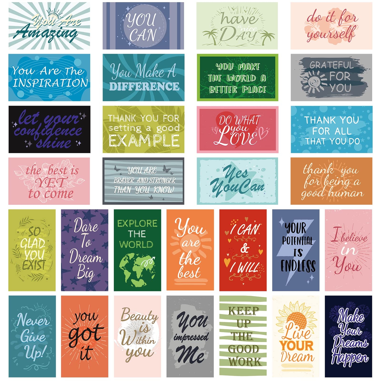 Amazon MWOOT 90 Pcs Motivational Quote Note Cards Encouragement Greeting Cards For School Workplace Gifts Mini Inspirational Appreciation Business Cards For Students Teachers Colleagues 30 Styles Simple Office Products