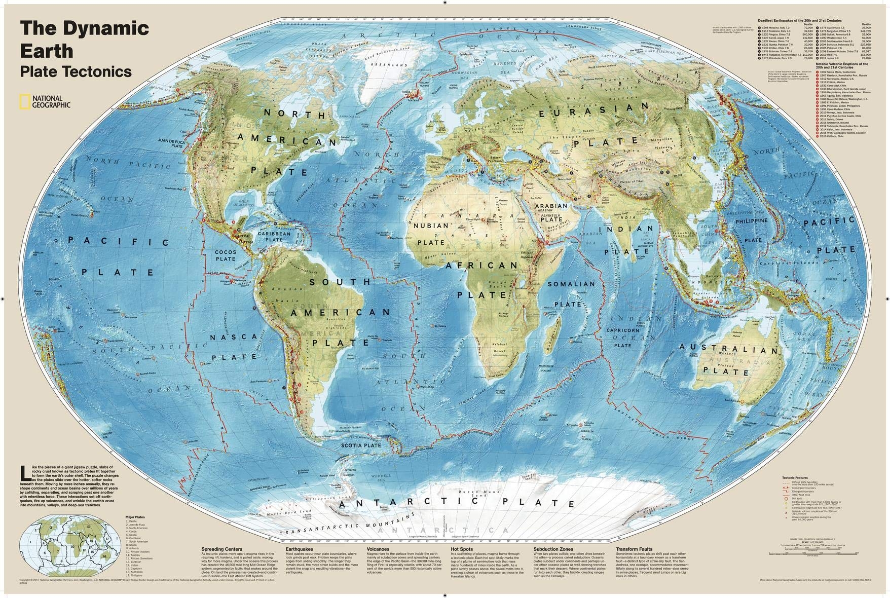 Amazon National Geographic The Dynamic Earth Plate Tectonics World Wall Map 36 X 24 Inches Art Quality Print Office Products
