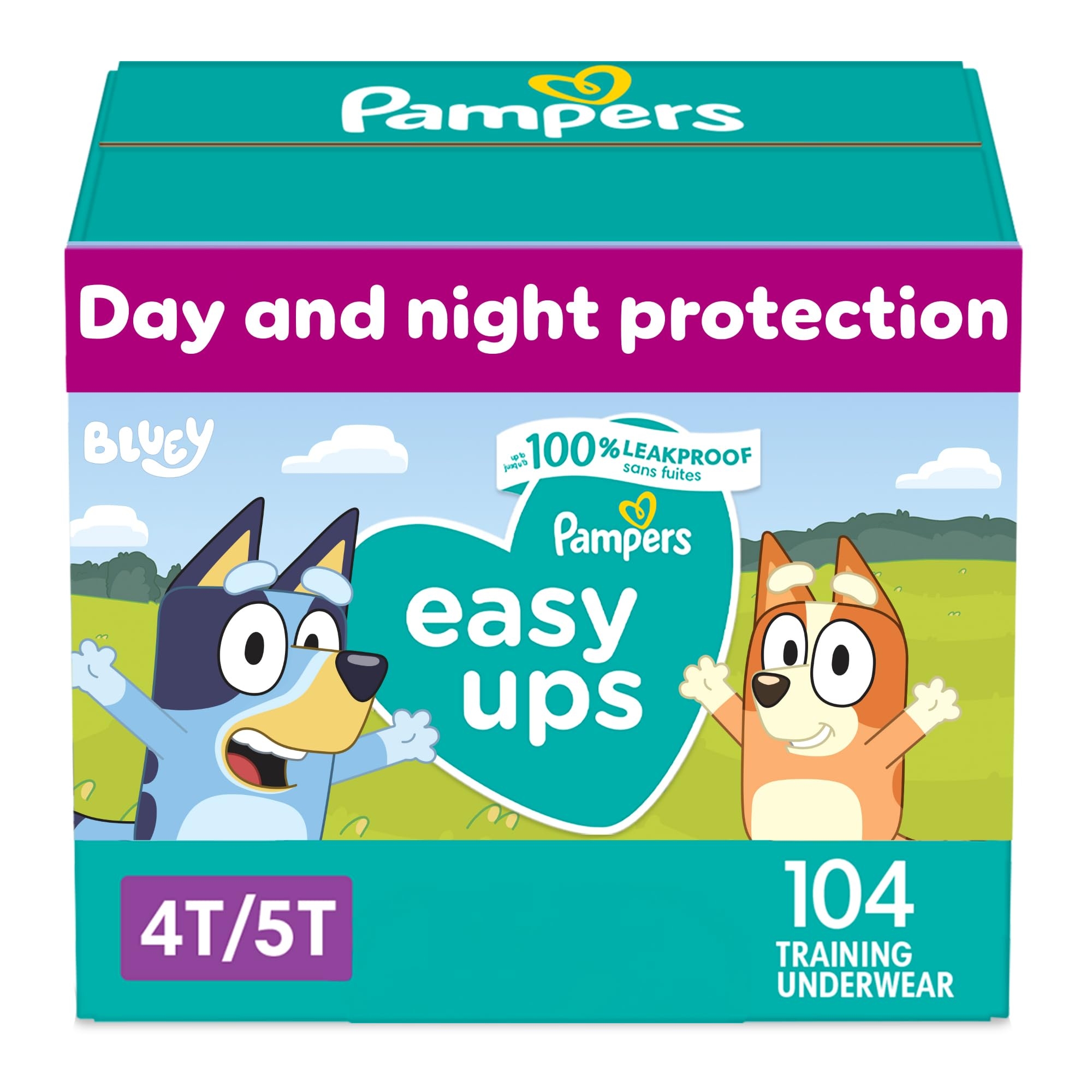 Amazon Pampers Easy Ups Boys Girls Bluey Potty Training Pants Size 4T 5T One Month Supply 104 Count Training Underwear Packaging May Vary Clothing Shoes Jewelry
