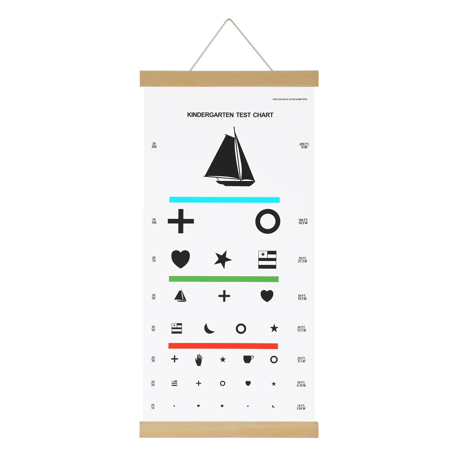 Amazon Pediatric Eye Chart For Kindergarten Child Kids Visual Acuity Test Wall Chart With Wooden Frame And Canvas For Eye Exams 20 Feet 24 X 12 Inches 20 Feet Distance Industrial Scientific
