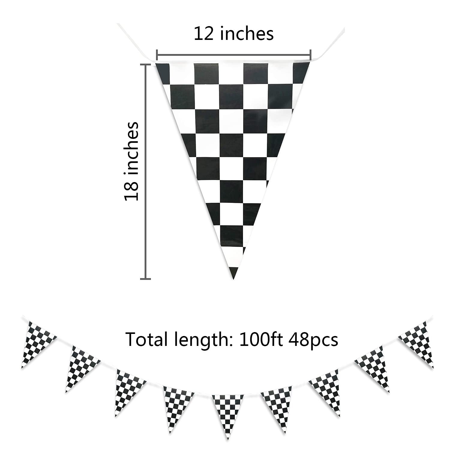 Amazon Piokio 100ft Black And White Checkered Flag Banner Racing Birthday Decorations For Nascar Race Party Supplies Toys Games