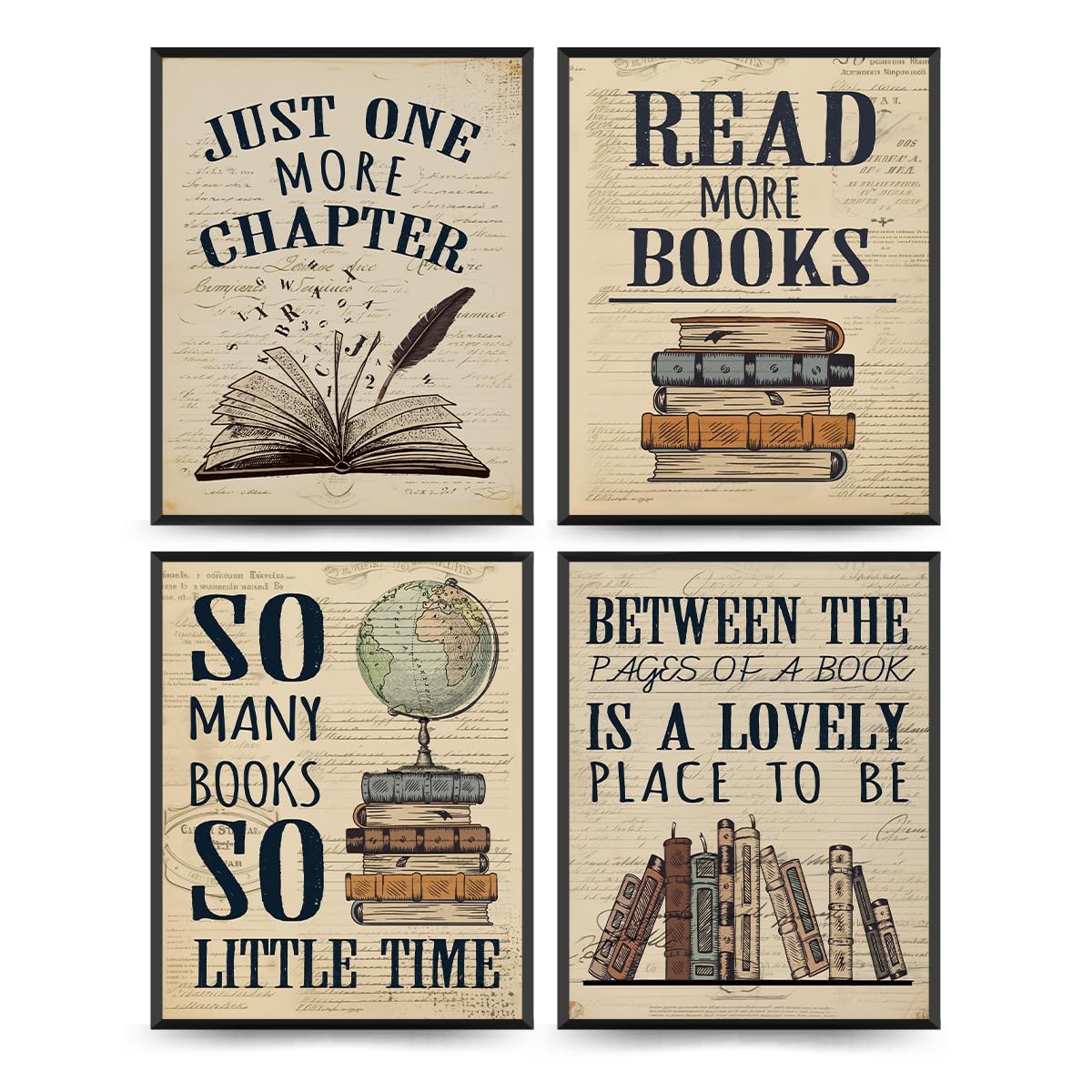 Amazon PLKMN Reading Posters For Library 8x10 Classroom Decor Library Decor Book Club Decorations Gifts Vintage Book Wall Art For Reading Room High School English Classroom Set Of 4 Unframed Posters 