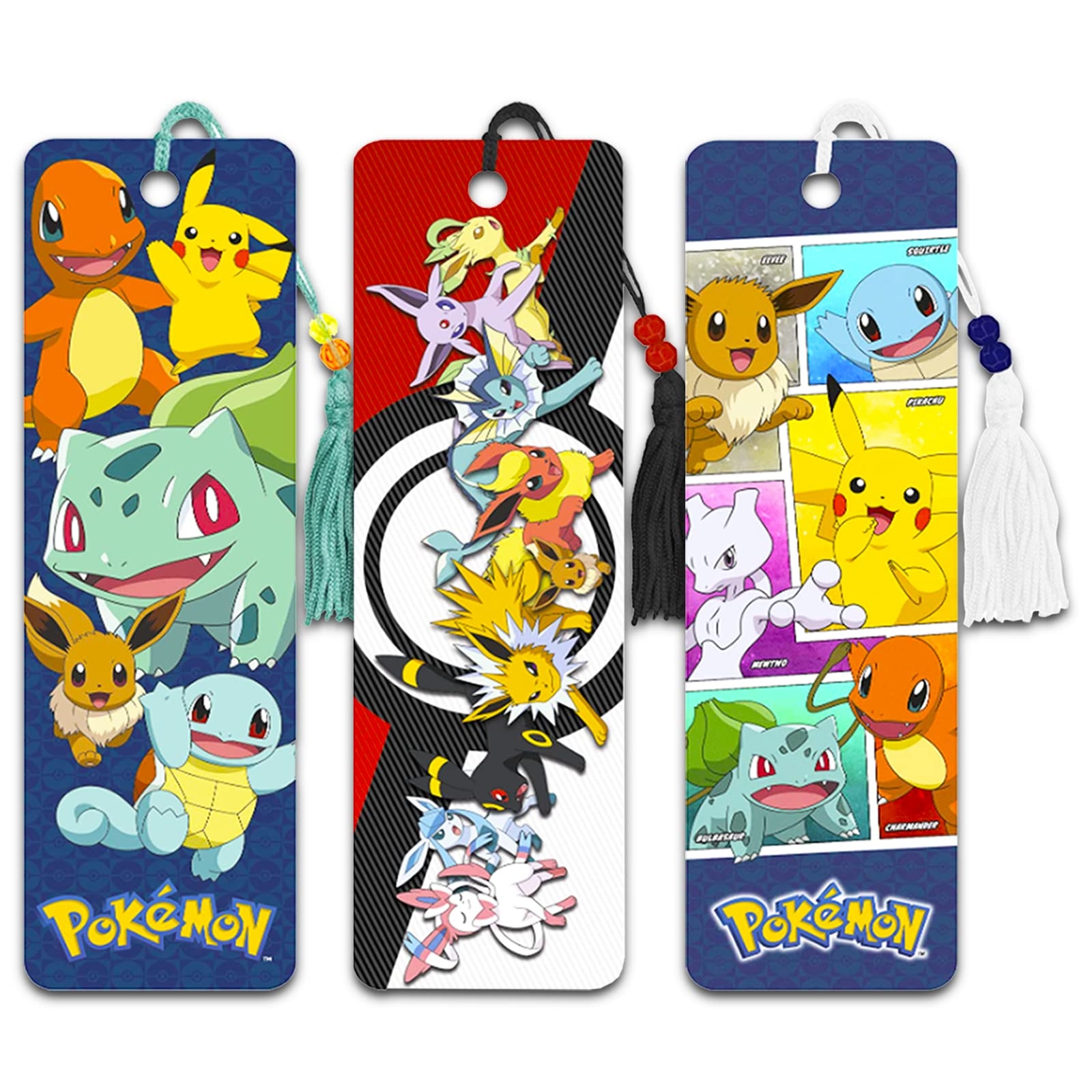 Amazon Pokemon Bookmark Set 3 Pc Bundle With Pokemon Bookmarks For Kids With Pokemon Cards Pokemon School Supplies For Boys Girls Kids Office Products