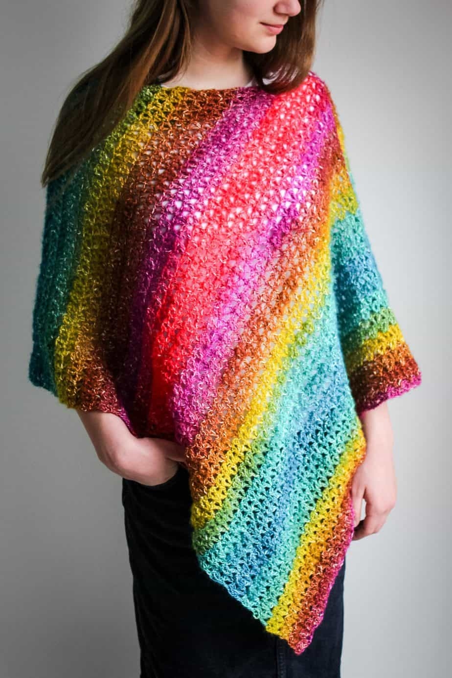 Asymmetrical Poncho Crochet Pattern ad free Pdf 
