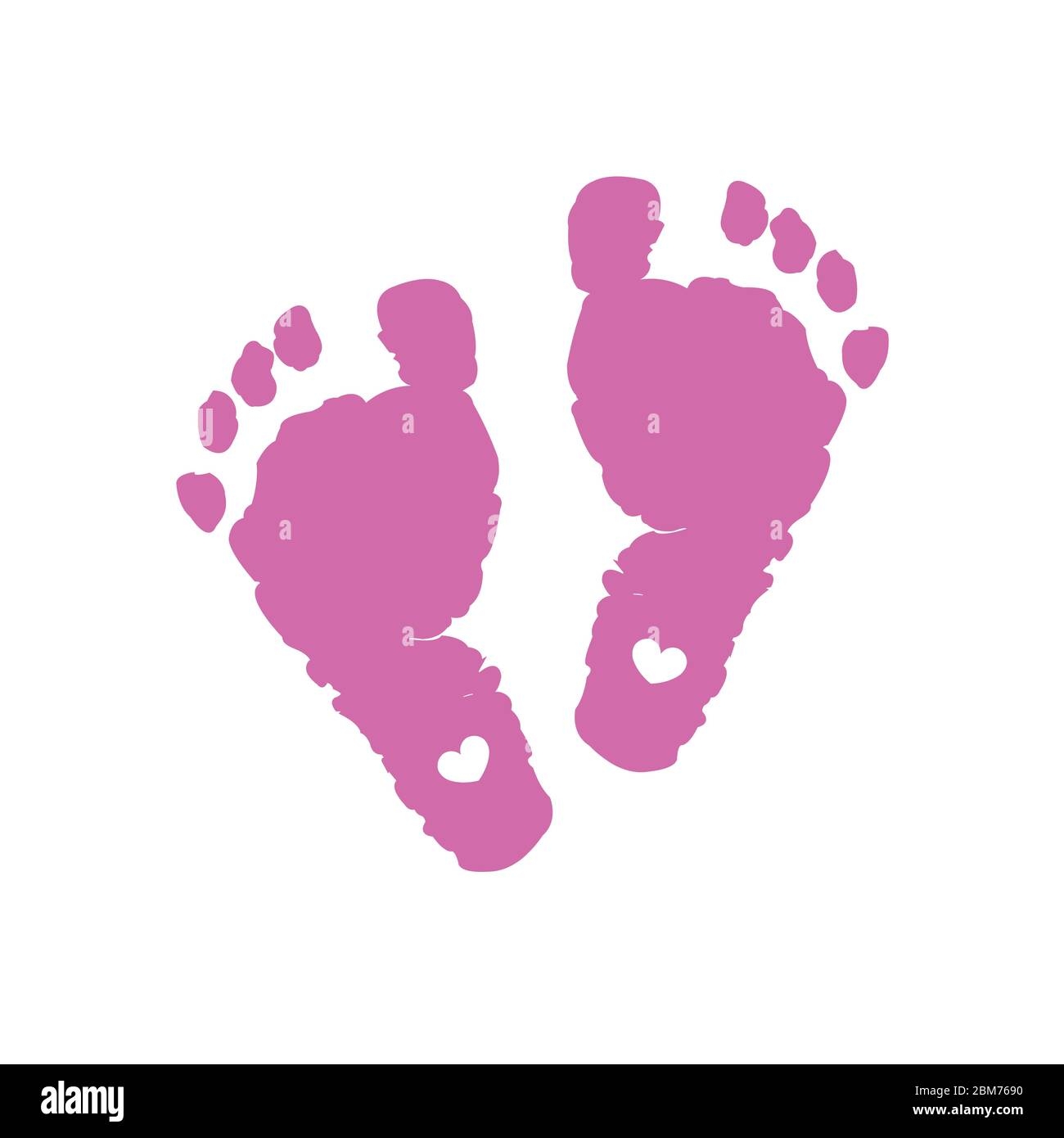 Baby Foot Prints Baby Girl Baby Foot Print With Heart Baby Shower Greeting Card Foot Steps Stock Vector Image Art Alamy
