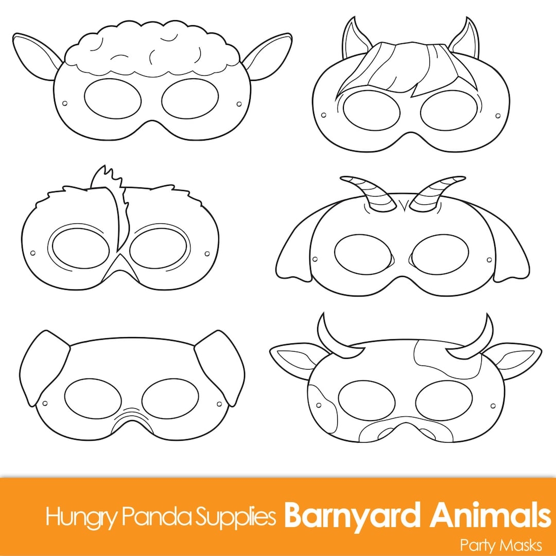 Barnyard Animals Printable Coloring Masks Farm Animal Mask Animal Costume Cow Mask Sheep Mask Goat Mask Pig Mask Horse Mask Etsy