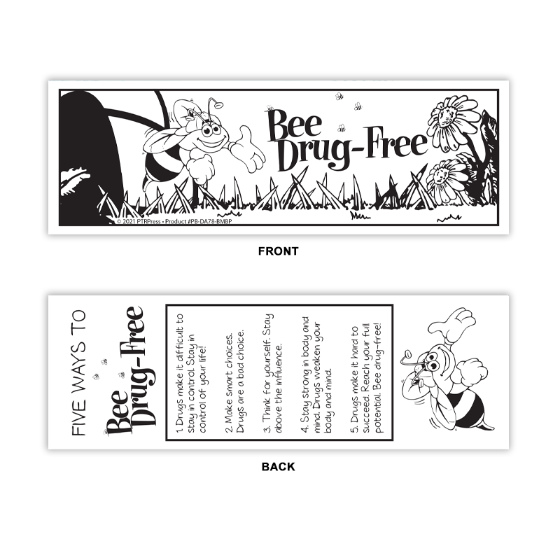 Bee Drug Free Coloring Bookmark Prevention Resources