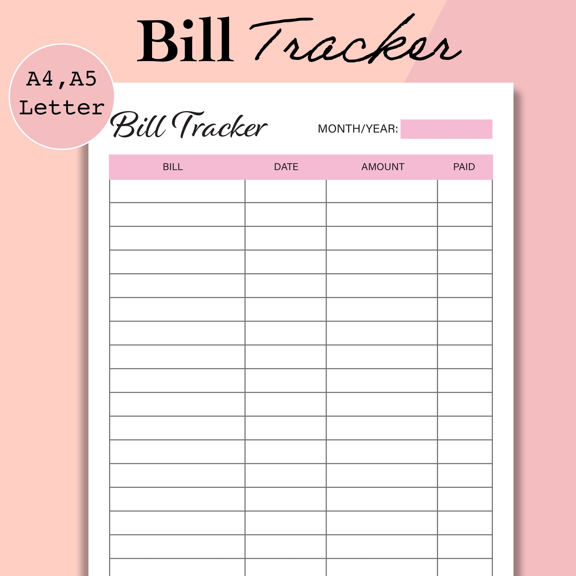 Free Printable Bill Organizer Binder