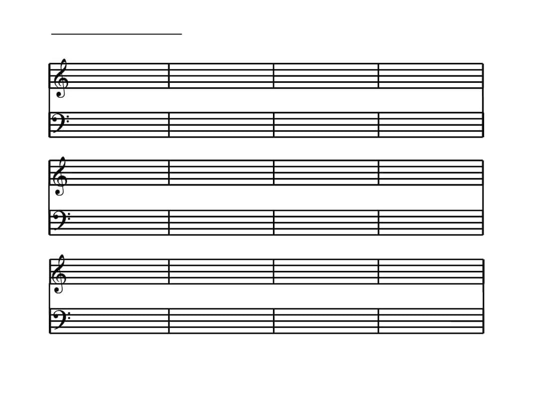 Blank Sheet Music For Piano Etsy