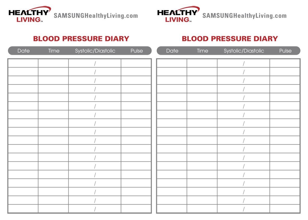 Free Printable Bp Chart