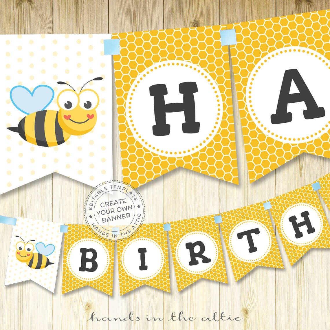 Bumblebee Birthday Party Banner Bumble Bee Banner Alphabet Bunting Bee Party Banner Printable Banner Template Instant Download PDF Etsy