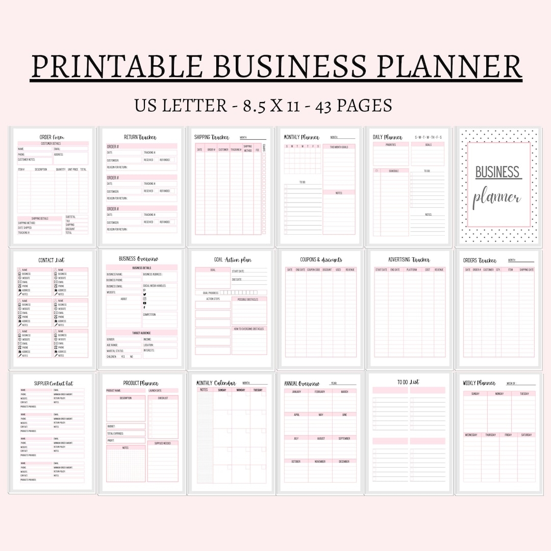 Business Planner Small Business Planner Home Business Organizer Printable Pdf Us Letter 8 5x11 Big Happy Planner Printable Business Inserts Etsy