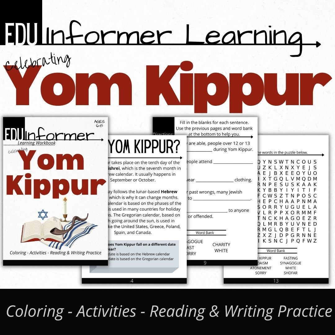 Celebrating Yom Kippur Printable And Digital Home And School Etsy