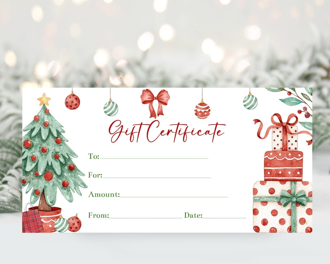 Printable Gift Certificates Free Christmas