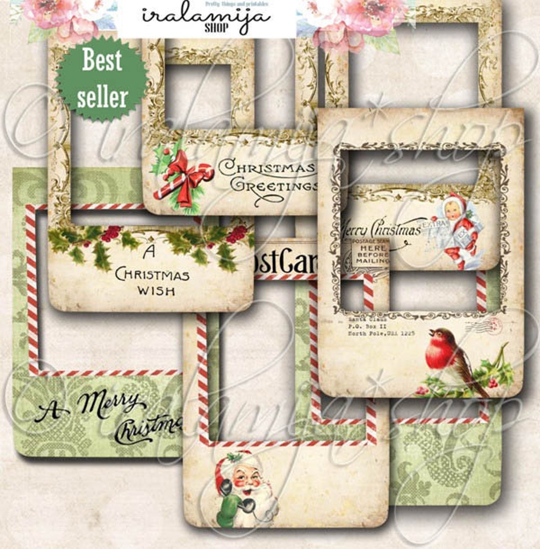 CHRISTMAS PHOTO FRAMES Printable Christmas Frames Christmas Digital Images Printable Frames Christmas Scrapbook Paper Photo Frames Etsy