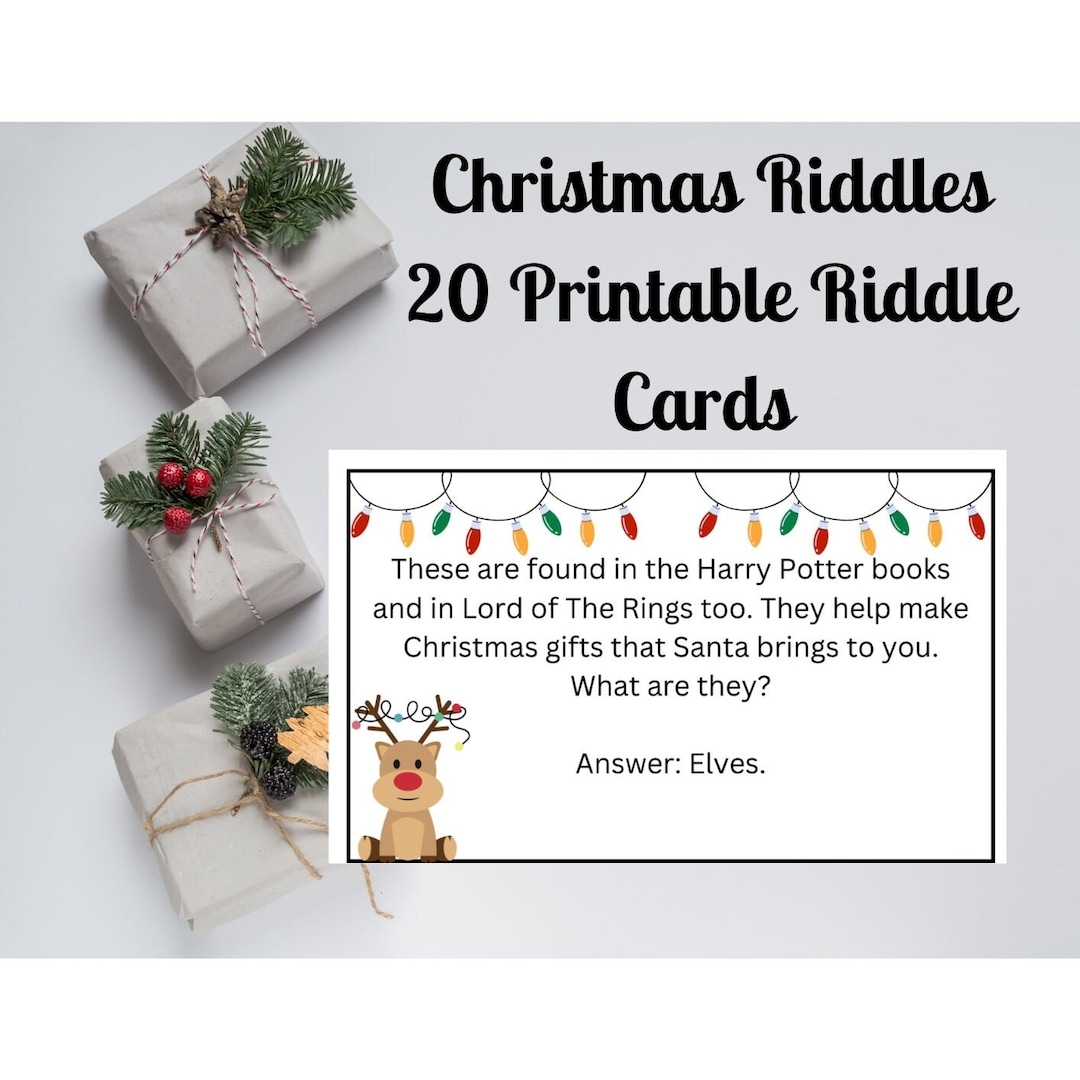 Christmas Riddles For Kids 20 Printable Riddles Christmas Trivia For Kids Christmas Party Games Christmas Riddles Printables Elf Notes Etsy