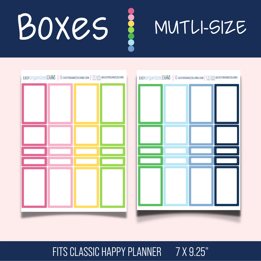 Colorful Box Printable Planner Stickers Mutli Size EOL Rainbow Signature Colors Easy Organized Living Shop