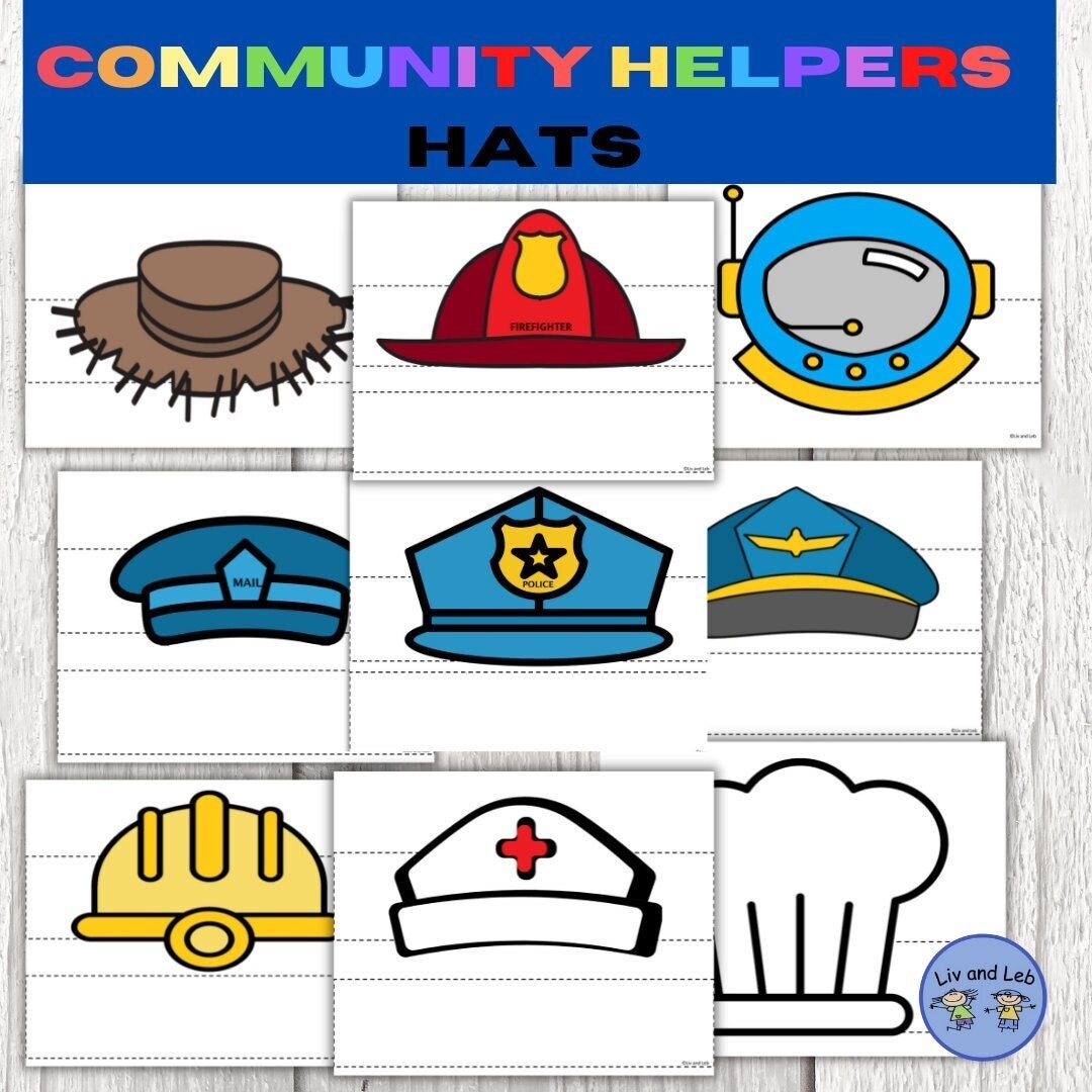 Community Helper Craft birthday Hats kids Paper Hats Etsy
