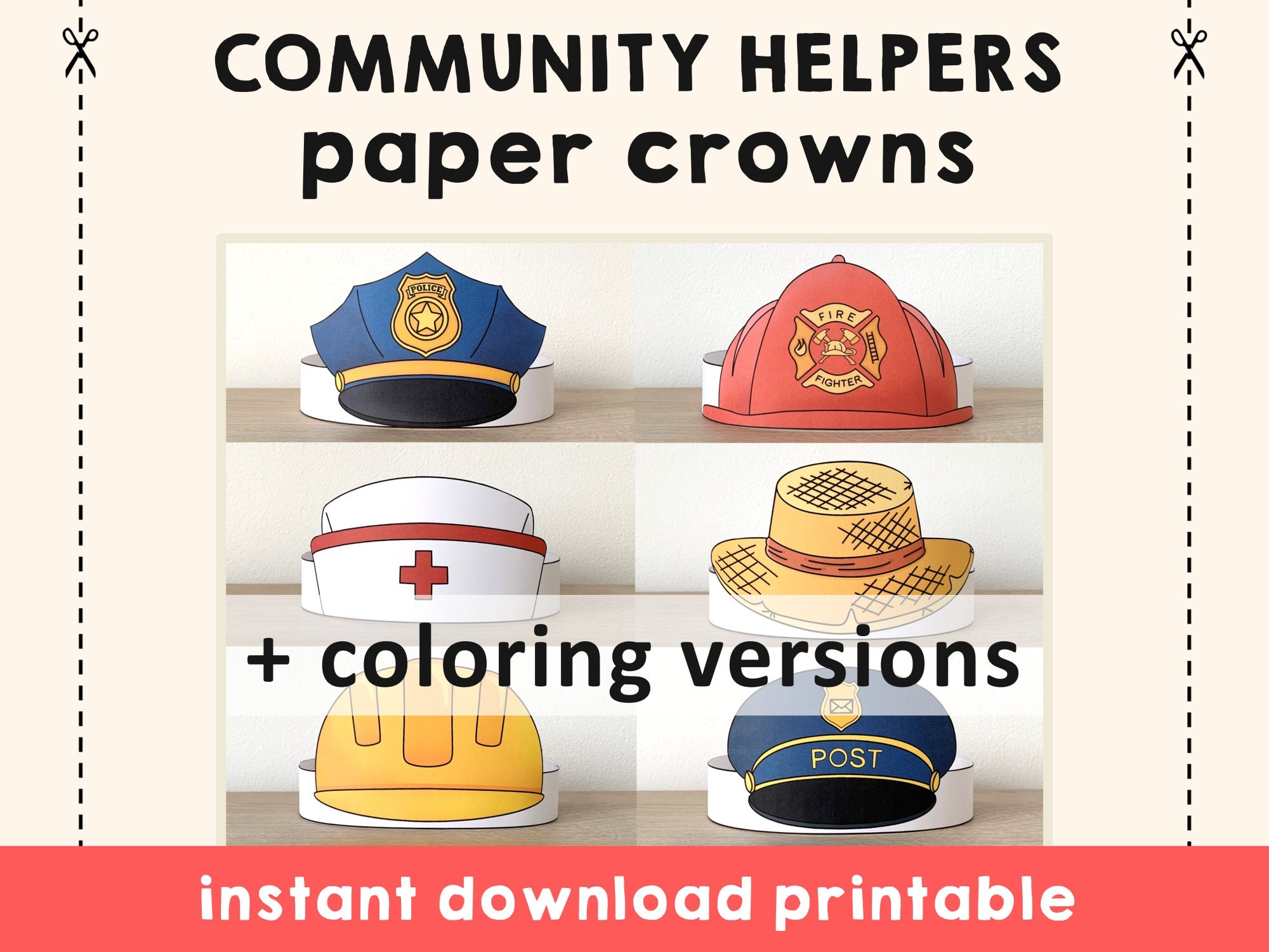 Community Helpers Hats Free Printables