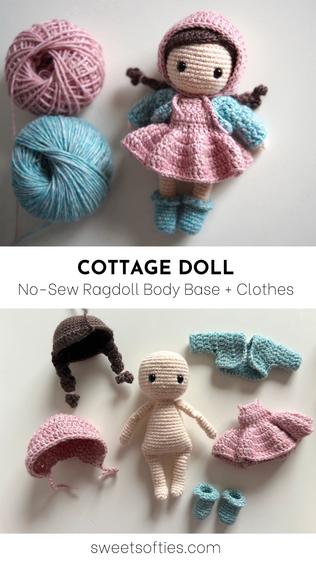 Cottage Doll No Sew Amigurumi Ragdoll Pattern With Removable Clothes Sweet Softies
