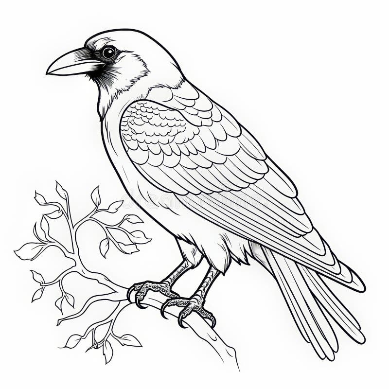 Crow Coloring Page Free Printable Outline Art For Children Stock Illustration Illustration Of High Crow 292696030