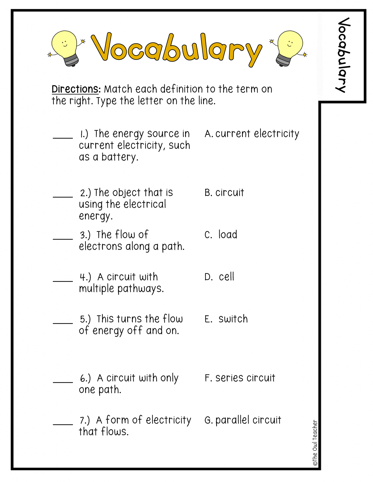 Current Electricity Investigation Booklet Printable Digital The Owl Teacher