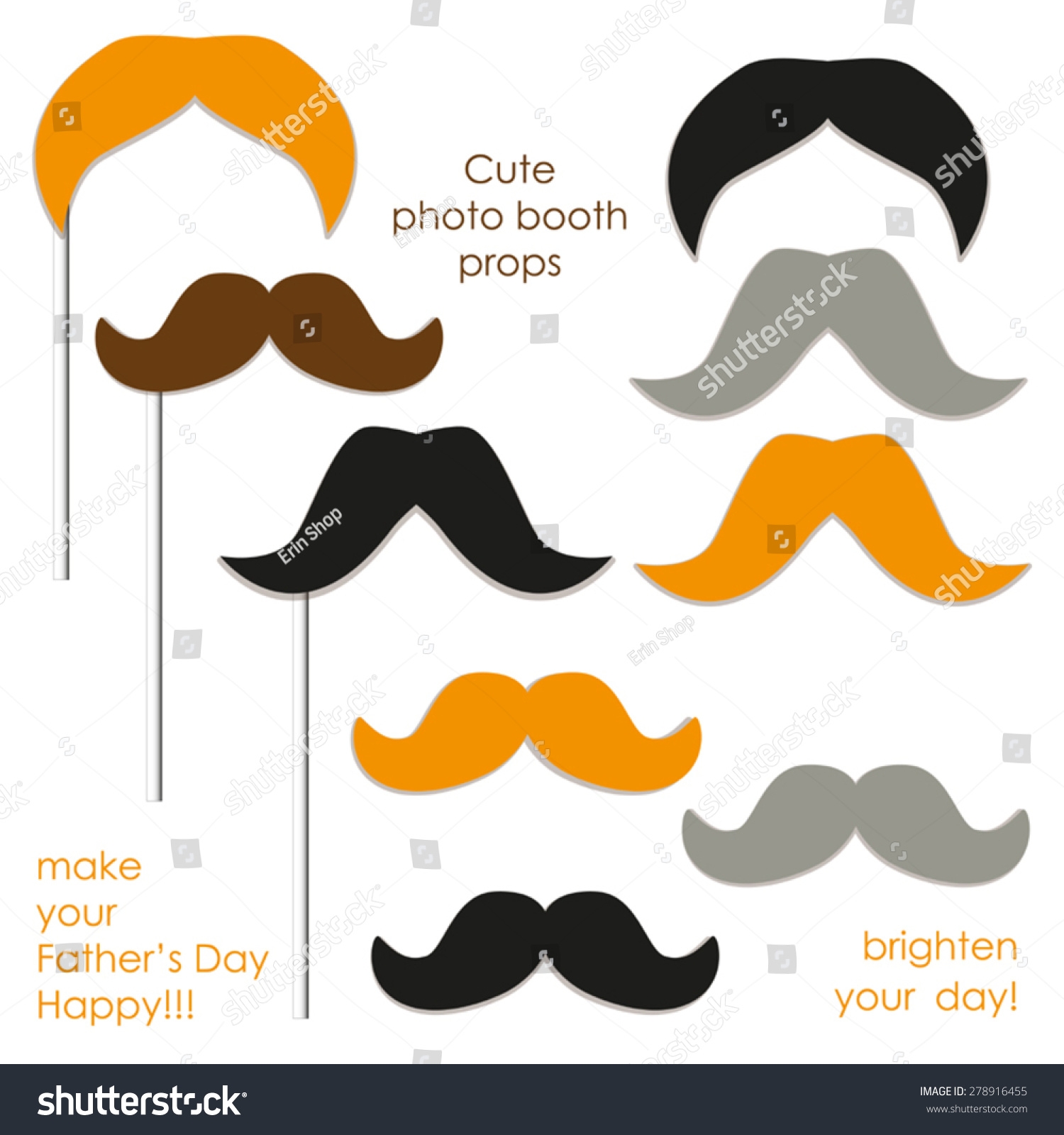 Cute Photo Booth Props Mustaches Make Stock Vector Royalty Free 278916455 Shutterstock