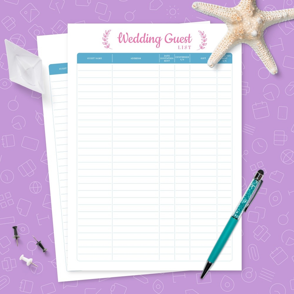 Free Printable Wedding Guest List