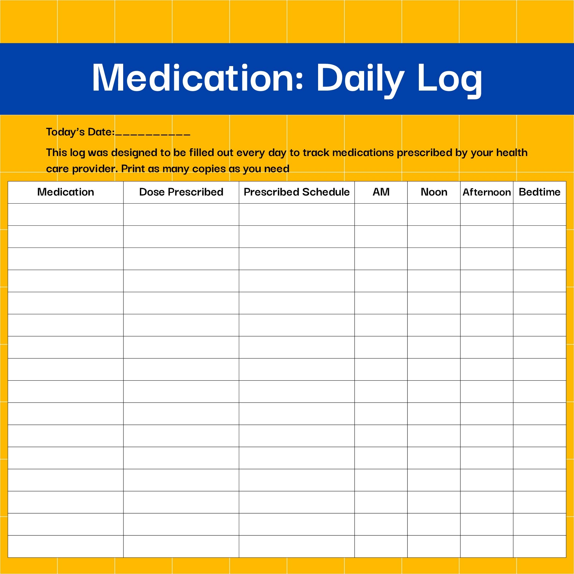 Free Printable Medication Log Pdf