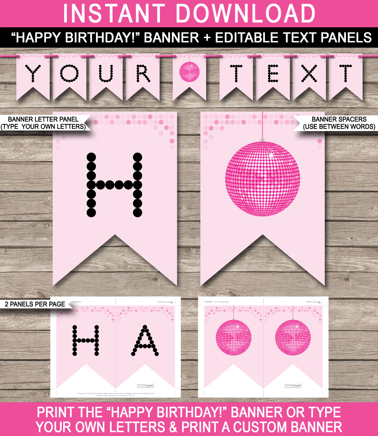 Dance Party Banner Template Disco Birthday Banner Editable Bunting