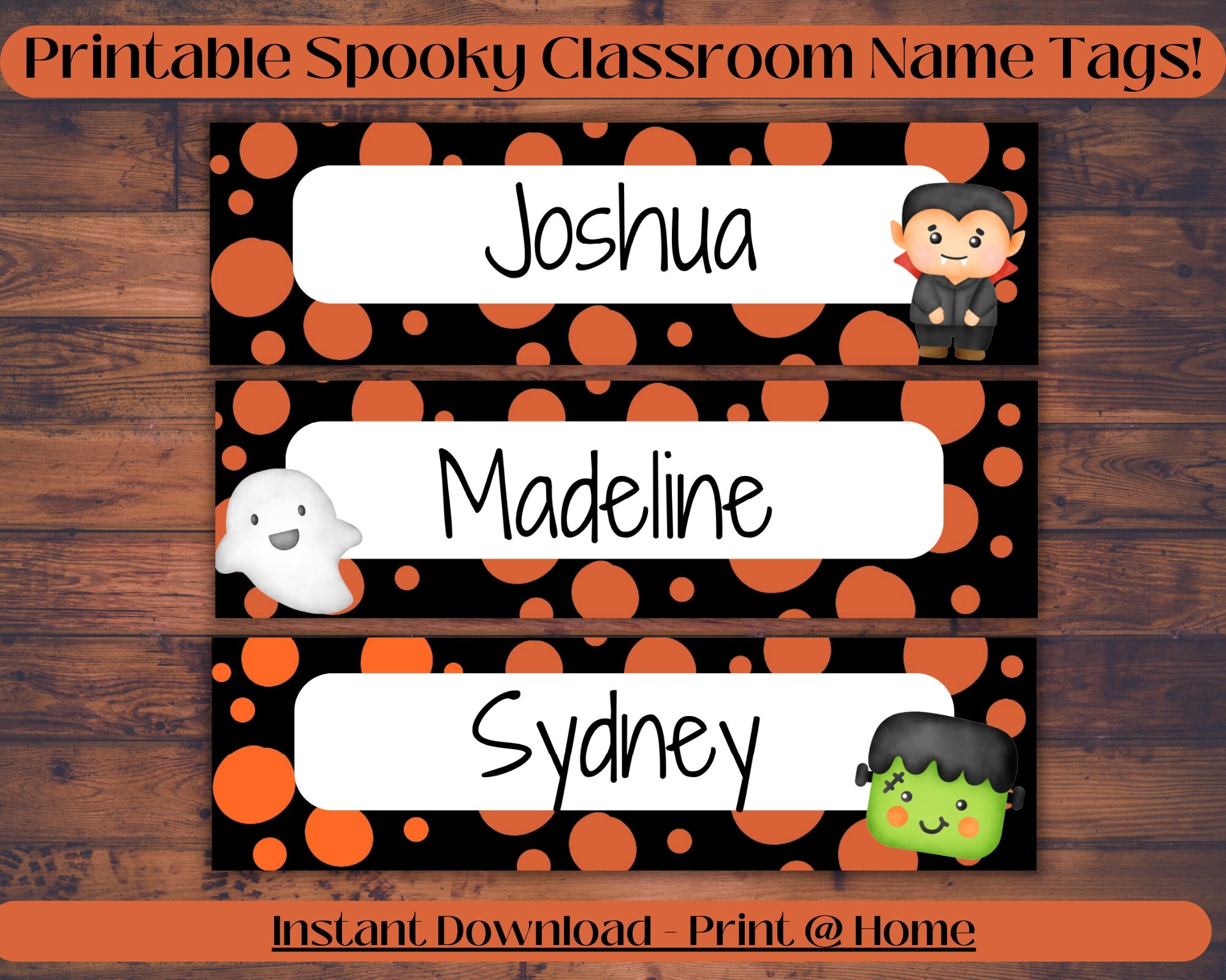 Desk Name Labels Classroom Name Labels Cubby Label Name Tags Back To School Printable Halloween Name Tags DIY Spooky Halloween Kids Etsy