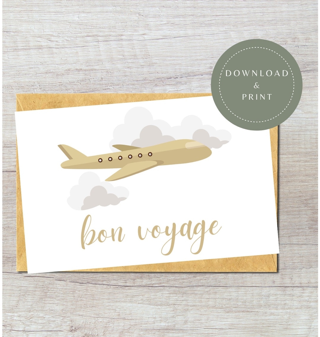 Digital Bon Voyage Card Printable Safe Travels Greeting Card For Coworker For Friend For Family Goodluck Plane Card Trip Goodbye Etsy