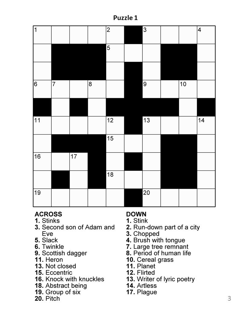 Free Printable Crossword Puzzles