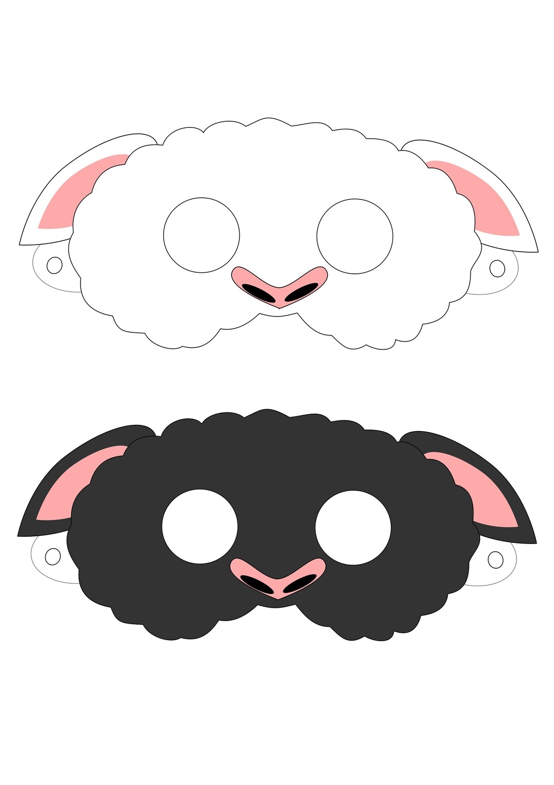 DIGITAL DOWNLOAD Black Sheep white Sheep Printable Masks Bo Peep mary s Little Lamb baa Baa Black Sheep Etsy